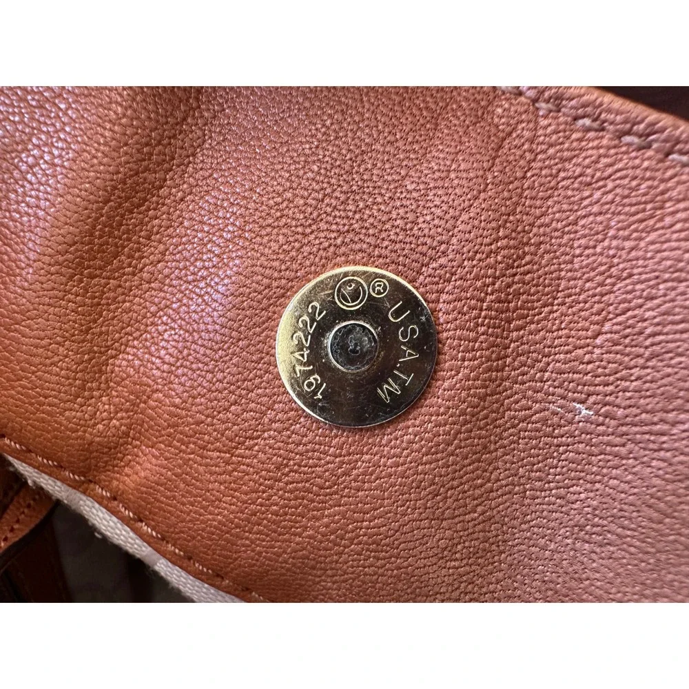 Michael Kors Hamilton Cognac Leather Satchel Gold Padlock Handbag with Pouch